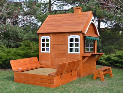 Деревянные домики - Деревянный домик для детей "Happy house 3" песочный дворик