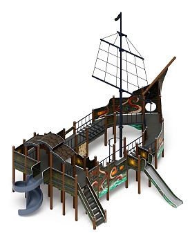 Оборудование для детских игровых комплексов - Фрегат (Летучий Голландец) (винтовой скат) горка Н 1500