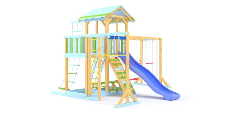 Детские комплексы с горкой и качелями - Детская игровая площадка Савушка-15 (Color-8)