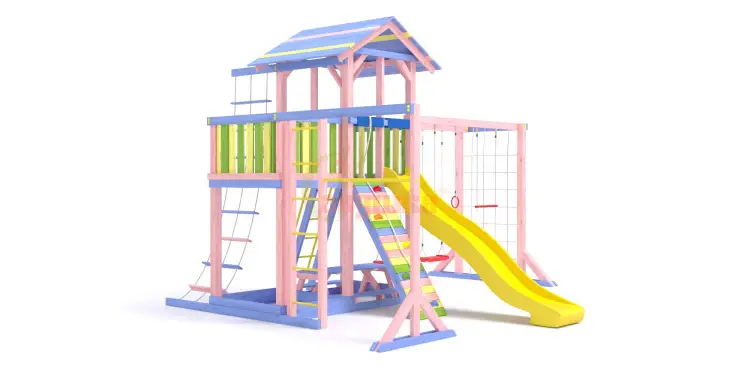 Детские комплексы с горкой и качелями - Детская игровая площадка Савушка-15 (Color-7)