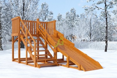 Деревянная зимняя горка "IgraGrad Snow Fox", скат 4 м
