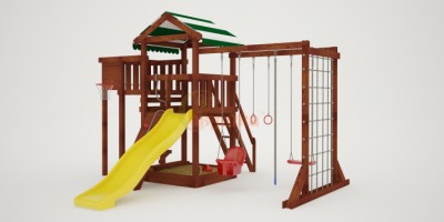 Уличные игровые комплексы для дачи - Детская площадка Савушка Мастер 4 (Махагон)