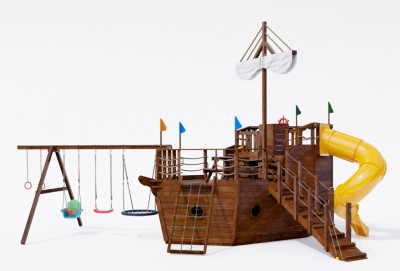Детские площадки с горкой трубой - Детская площадка "Корабль Колумб"